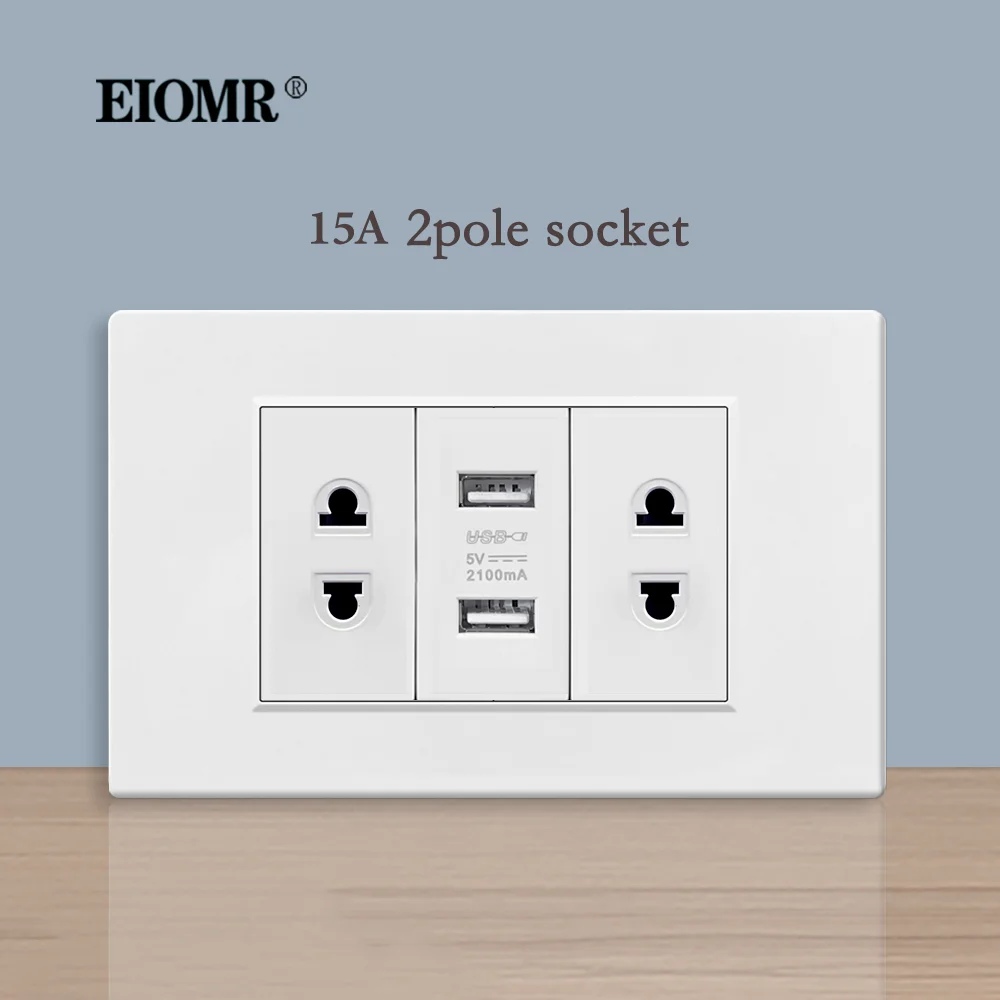 

Стандартная розетка EIOMR с 2 отверстиями, 118*72 мм, 1/2/3, настенные электрические розетки 15 А, 110-250 В, Настенная стандартная розетка с переключателем, декоративные розетки