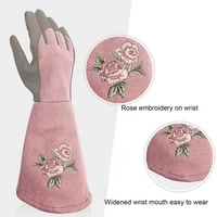 1 pair gardening glove anti scratch effective faux leather practical heat resistant protective glove for planting
