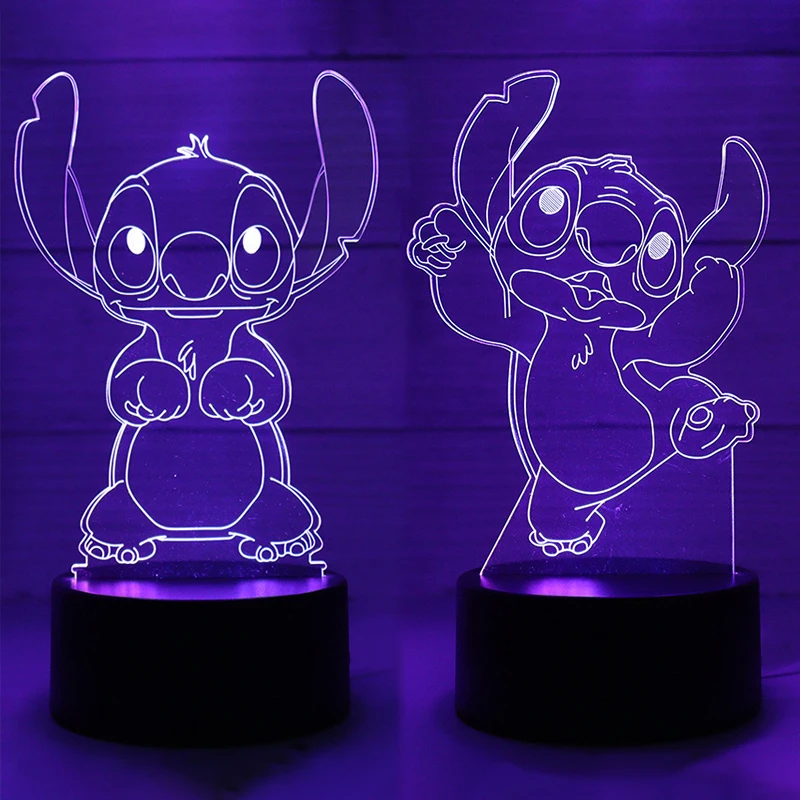 

Disney Cartoon Stitch 7 Color 3D LED Night Light Cute Lilo & Stitch Kids Bedroom Home Decor Nightlight Desk Lamp Christmas Gifts