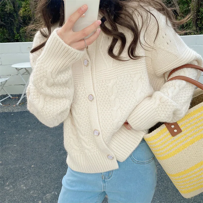 

Новинка осенне-зимний Мягкий Вязаный Кардиган из соленой жареной теста