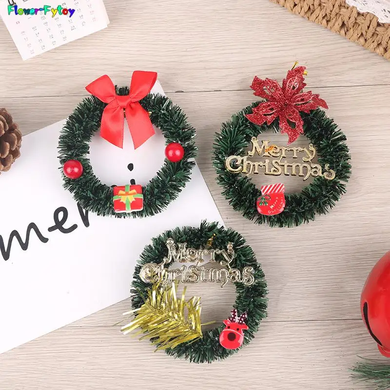 

1Pcs 3 Styles Mini Wreath Doll House Miniature Christmas Tree Wall Decoration Accessories