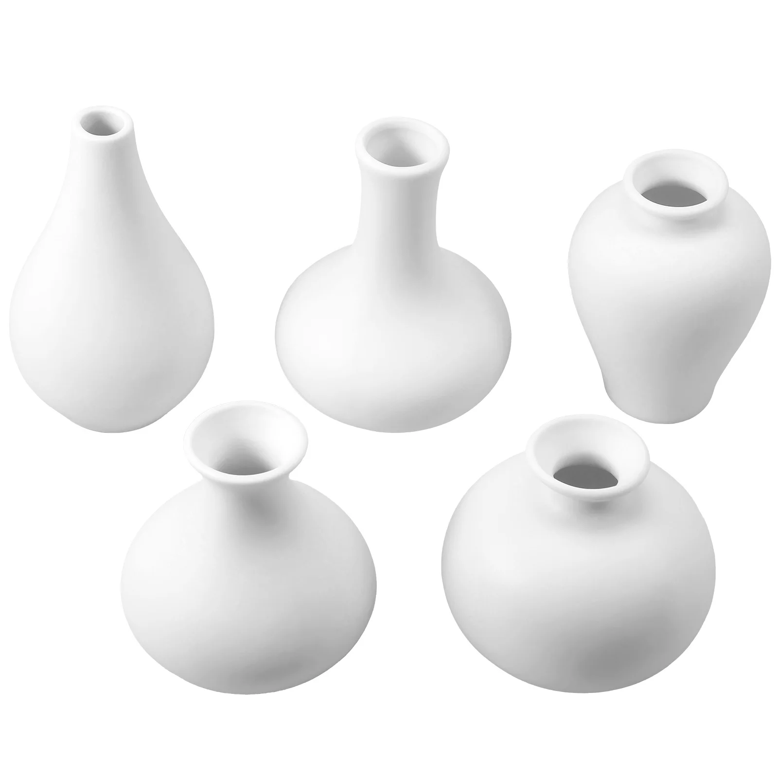 

5Pcs Small White Vase Set Ceramic Flower Vases for Pampas Grass Boho Nordic Minimalism Style Flower Vases Modern Handmade Vase