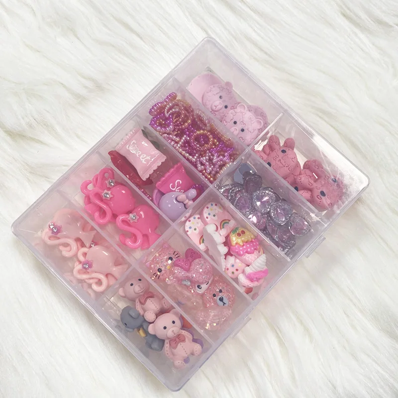 1Box 3D Kawaii Nail Parts Cute Bear Lollipop Ice Cream Mixed Designs For Girls Nail Charms Ornament Manicure Decorations images - 6