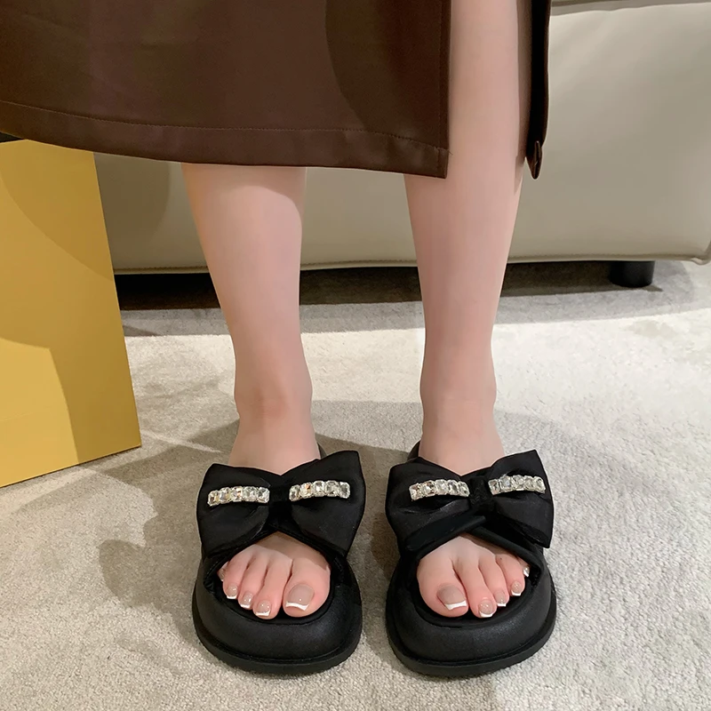 

Ladies Shoes 2023 New Outdoor Women's Slippers Summer Casual Slippers Women Crystal Butterfly-knot Platform Shoes Female Zapatos