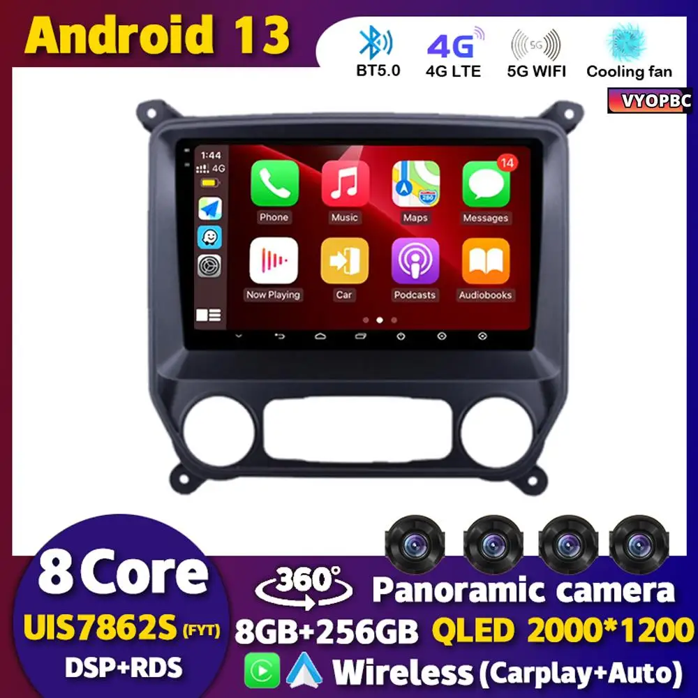 

Автомагнитола Android 13 для Chevrolet Колорадо 2014-2018 Silverado GMC Sierra VIA Vtrux Truck 2014-2018, мультимедийный стереоплеер 4G