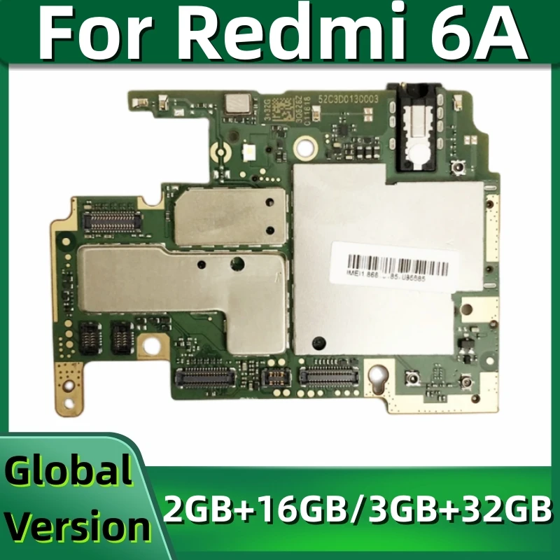 

Unlocked 6A Mainboard For Xiaomi Redmi 6A Motherboard 16GB 32GB Mian Circuits Board Flex Cable Electronic Panel Global Firmware