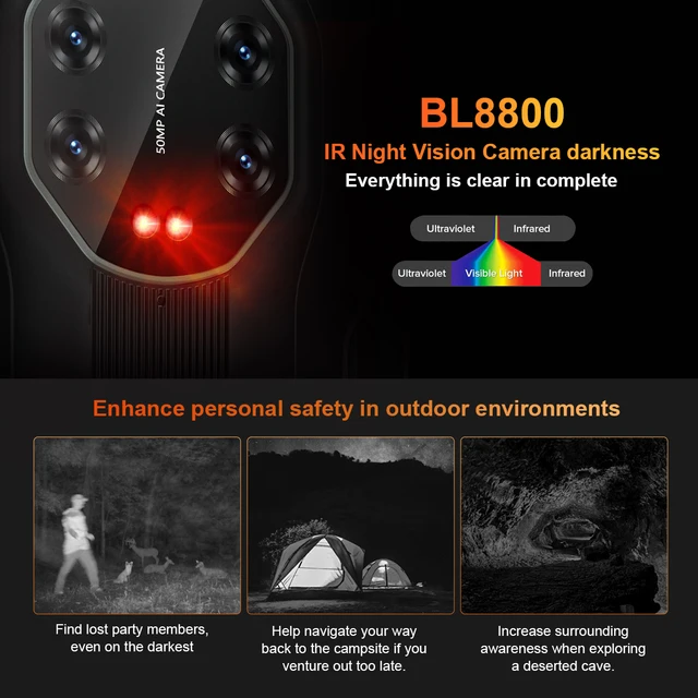Smartphone Blackview Night Vision 5G BL8800 Pro 8GB+128GB Thermal Imaging Camera FLIR 6.58 Cell Phone Waterproof 6