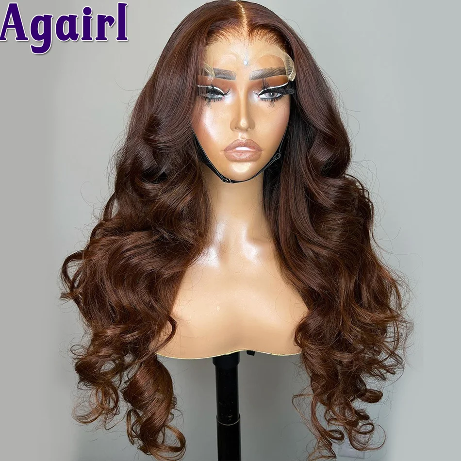 

180% Плотность Темно-коричневые кружевные передние парики малайзийские 13x 4 кружевной передний al парик волнистые человеческие волосы парики ...