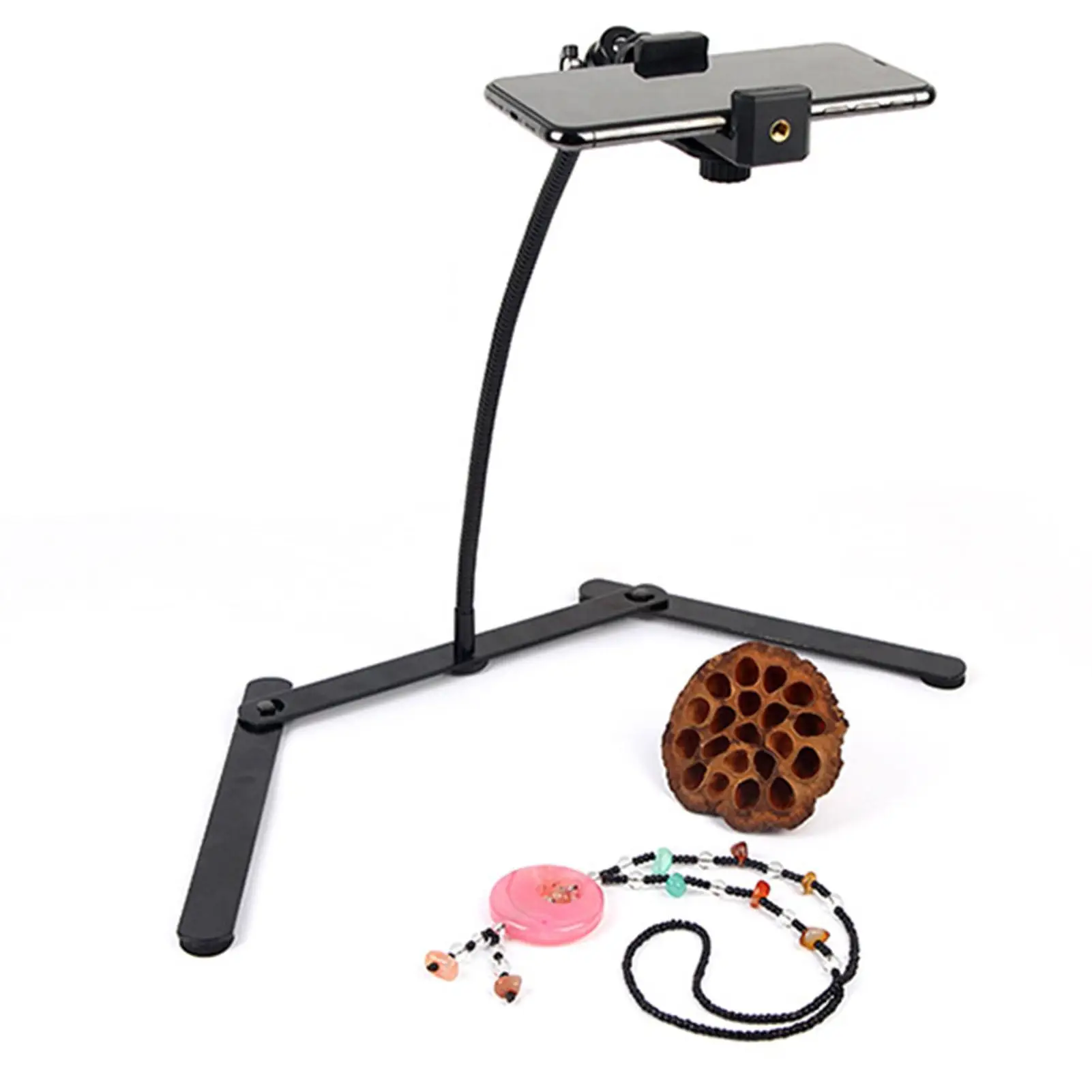 

Adjustable Phone Stand Tripod with Holder Overhead Phone Mount Table Top Teaching Online Stand for Live Streaming