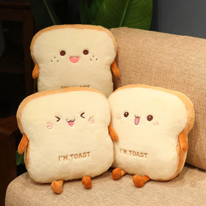 

New 1pc 35cm Plush Bread Pillow Cute Simulation Food Toast Soft Doll Warm Hand Cushion Home Decoration Kids Toys Birthday Gift