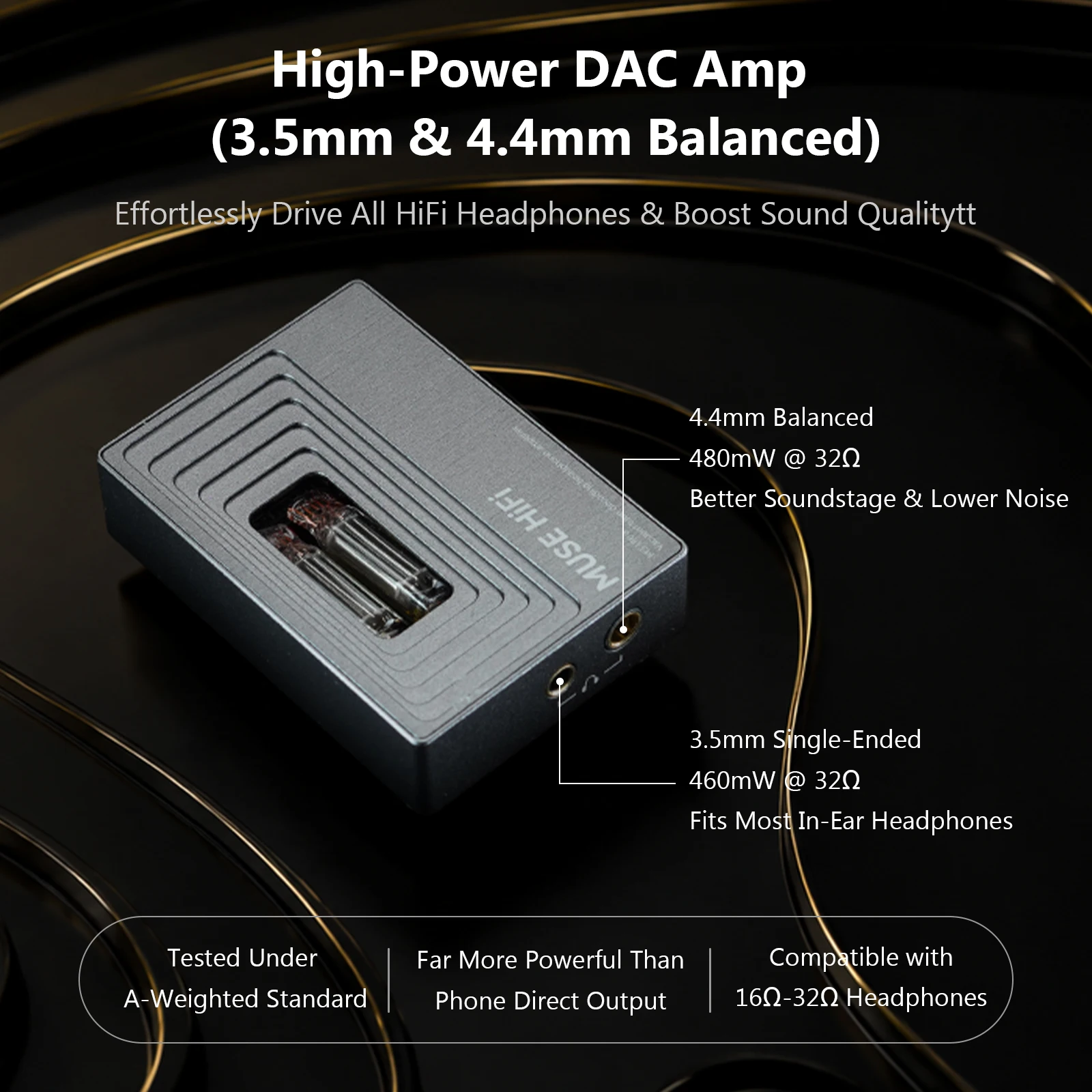 Фото MUSEHiFi M3 Ultra JAN6418 Портативный USB-C ЦАП и усилитель на вакуумных лампах с декодированием Type-C для наушников №5
