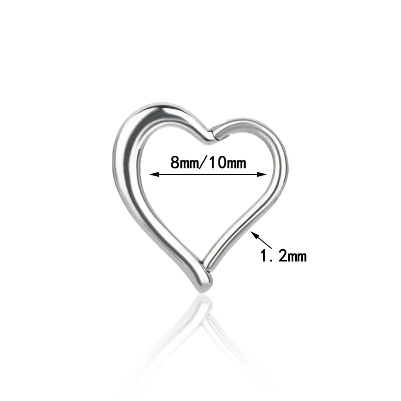 Heart Shape Zircon Clicker Ear Cartilage Helix Daith Hoop Segment Earring  Body Piercing Jewelry 316L Surgical Steel images - 6