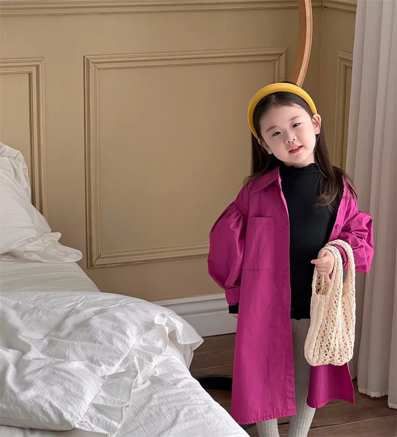 

Детская одежда в Корейском стиле новинка осень 2022 яркая длинная рубашка для девочек Топ с длинным рукавом