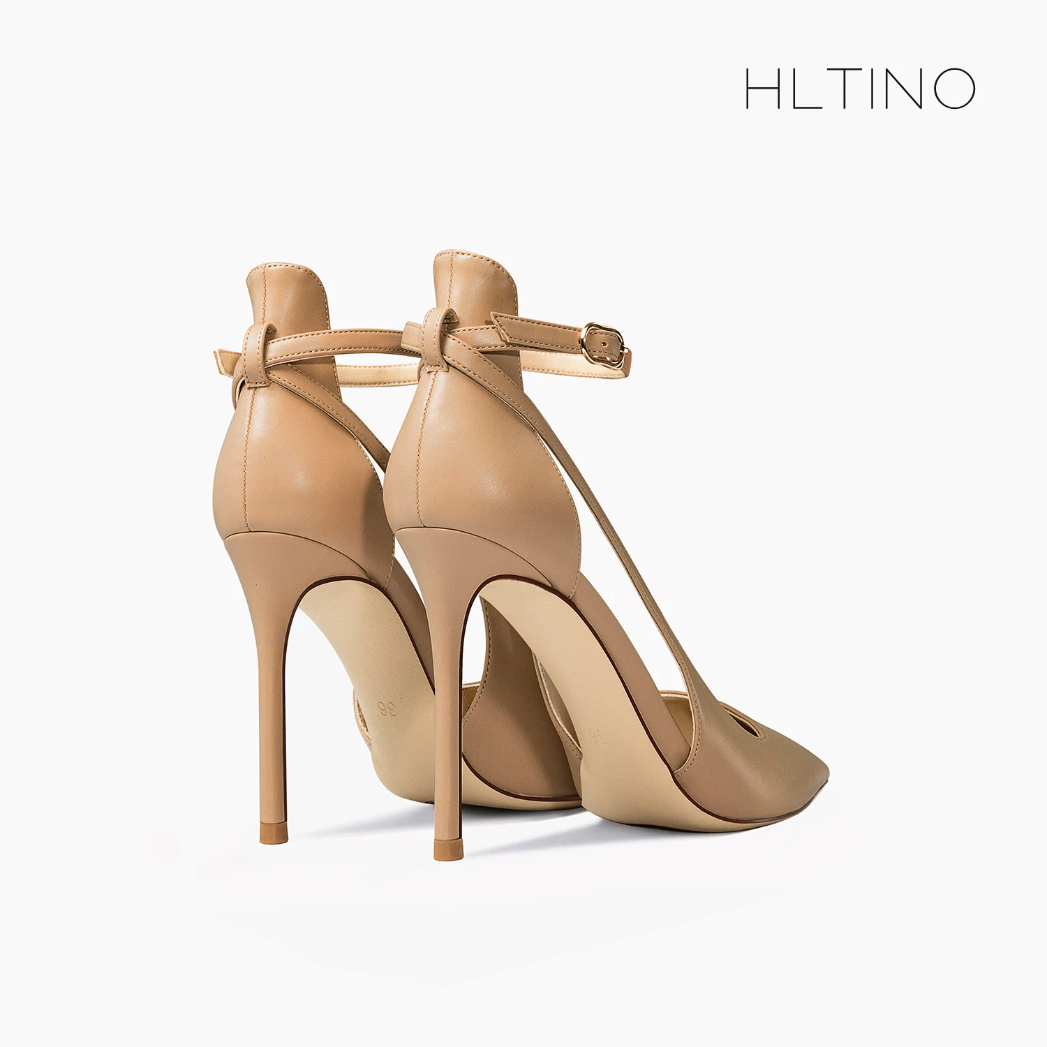 HLTINO new women summer shoes covered toe daily casual pumps high heels high heel sandals with buckle strap women heels Khaki