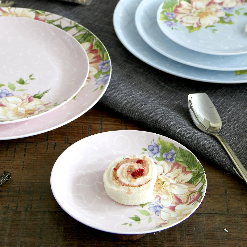 

6inch, 4pcs/set, Real Bone China Sushi Plate Floral Design, Vintage Ceramic Dessert Plates, Small Sauce Dish for Chinese Dinner