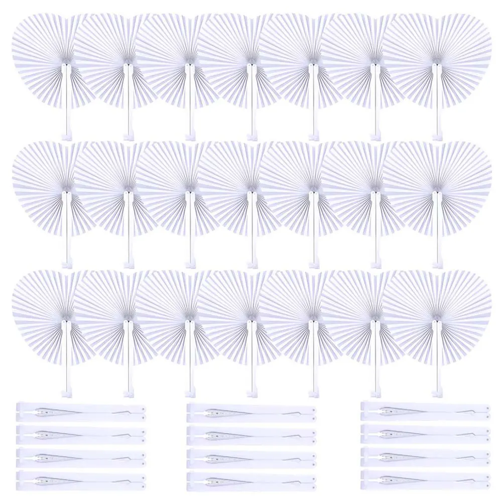 

Party Folding Shape White Wedding Festival Fans Decoration Heart Hand Fan Painting Blank 100pcs Fan Party Birthday Gift