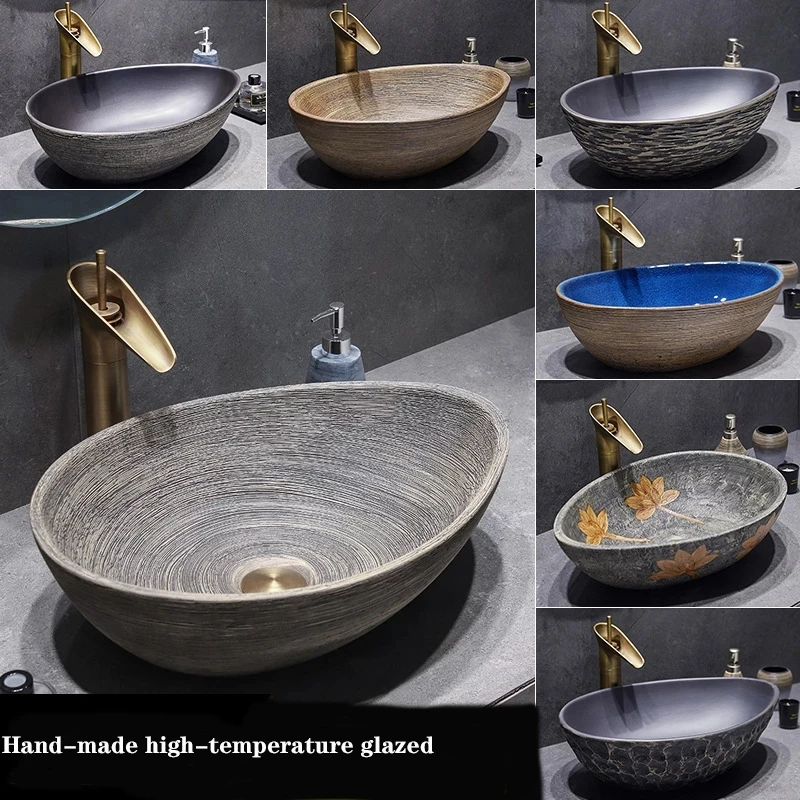 

Modern Marble Pattern Art Above Counter Wash Basin Home Ceramic Shampoo Sinks Bathroom Vessel Sink Square Washbasin No Faucet