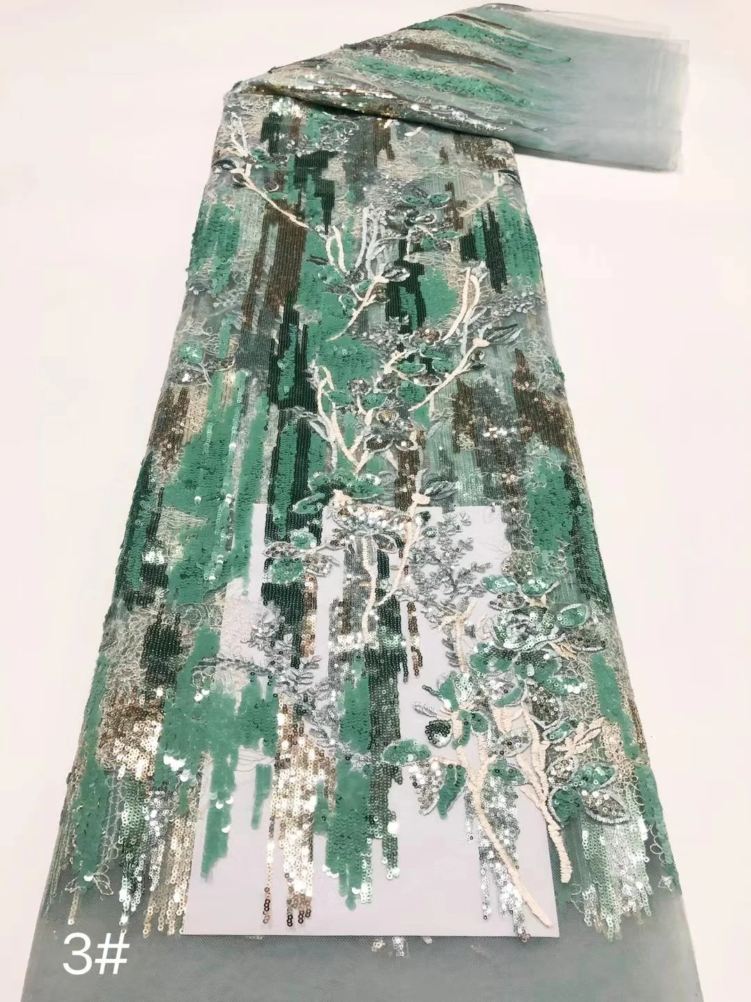 2024 Высококачественная африканская сетка с блестками кружевная ткань