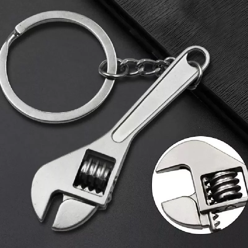 

Car Metal Wrench Style Key Chain Creative Fashion Silver Compact Metal Zinc Alloy Key Ring Keychain