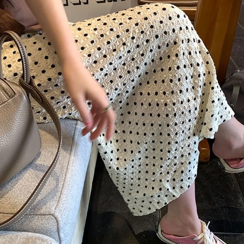 

Женская длинная юбка в горошек, элегантная уличная юбка-карандаш с высокой талией, Сказочная кокетка в Корейском стиле, лето 2023