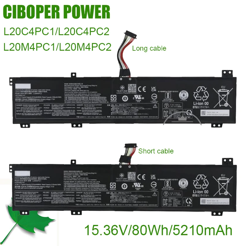 CP Genuine Laptop Battery L20M4PC1 L20M4PC2 L20C4PC1 L20C4PC2 15.36V/80Wh/5210mAh For  Legion 5 Pro R9000P Y9000P Y9000K Series