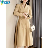 yiciya overcoat long female cardigan khaki coat chic and elegant plus size fashion womens autumn coats jacket korean style 2022