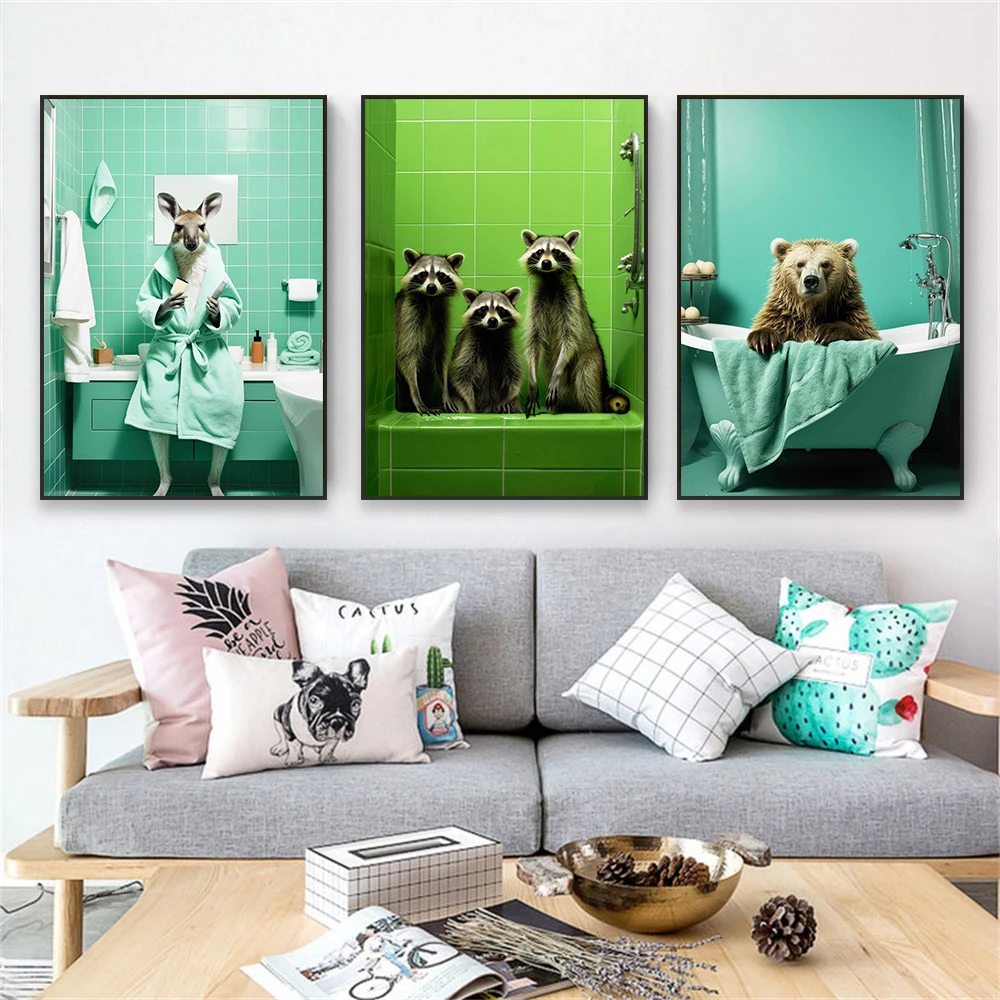 Милый плакат с рисунком енота забавные животные медведь настенное искусство