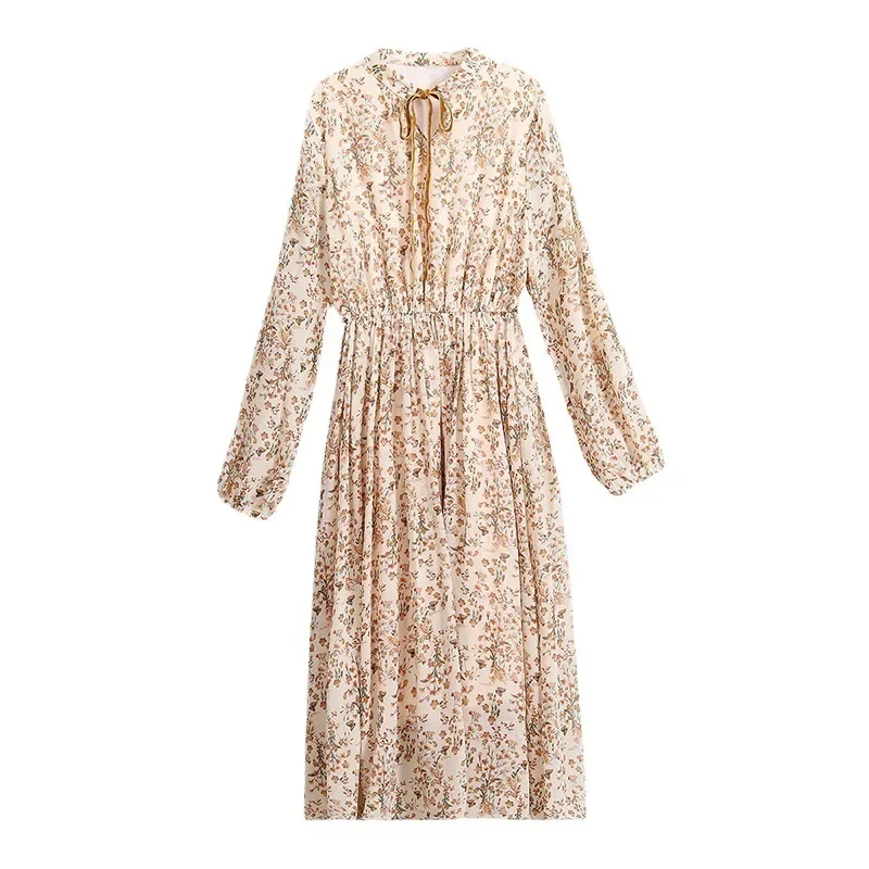 2024 новый стиль шифоновое платье с длинными рукавами женская одежда ранняя весна