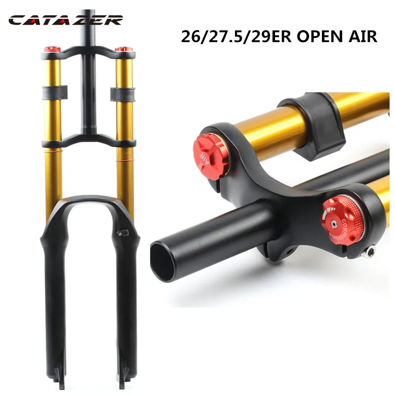26/27.5/29Bicycle Fork MTB Suspension Air Fork Magnesium Alloy Double Shoulder Air Oil Lock Straight DH AM FR Damping Adjustable