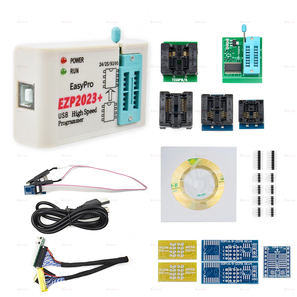 CH554T EZP2023 с 12 адаптерами USB-программатор SPI Поддержка 24 25 93 95 EEPROM Flash Bios Minipro