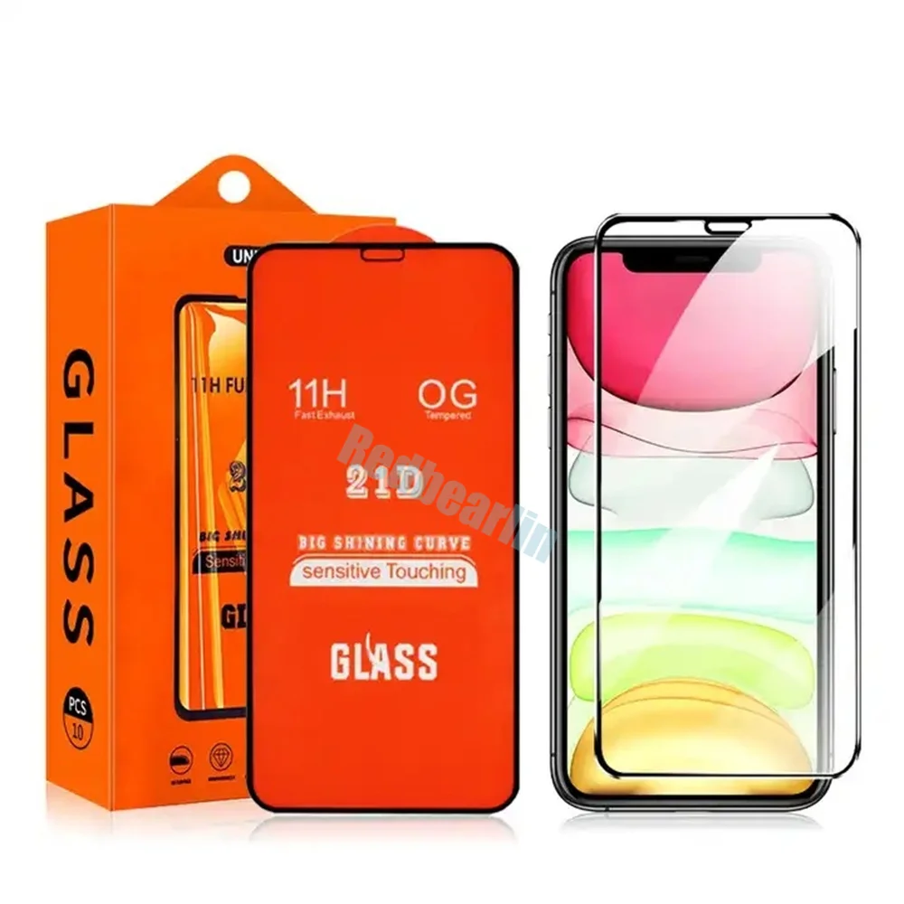 20PCS 21D Full Cover Tempered Glass On the For iPhone 7 8 Plus 14 Screen Protector For iPhone X XR XS MAX SE 11 12 13 14 Pro