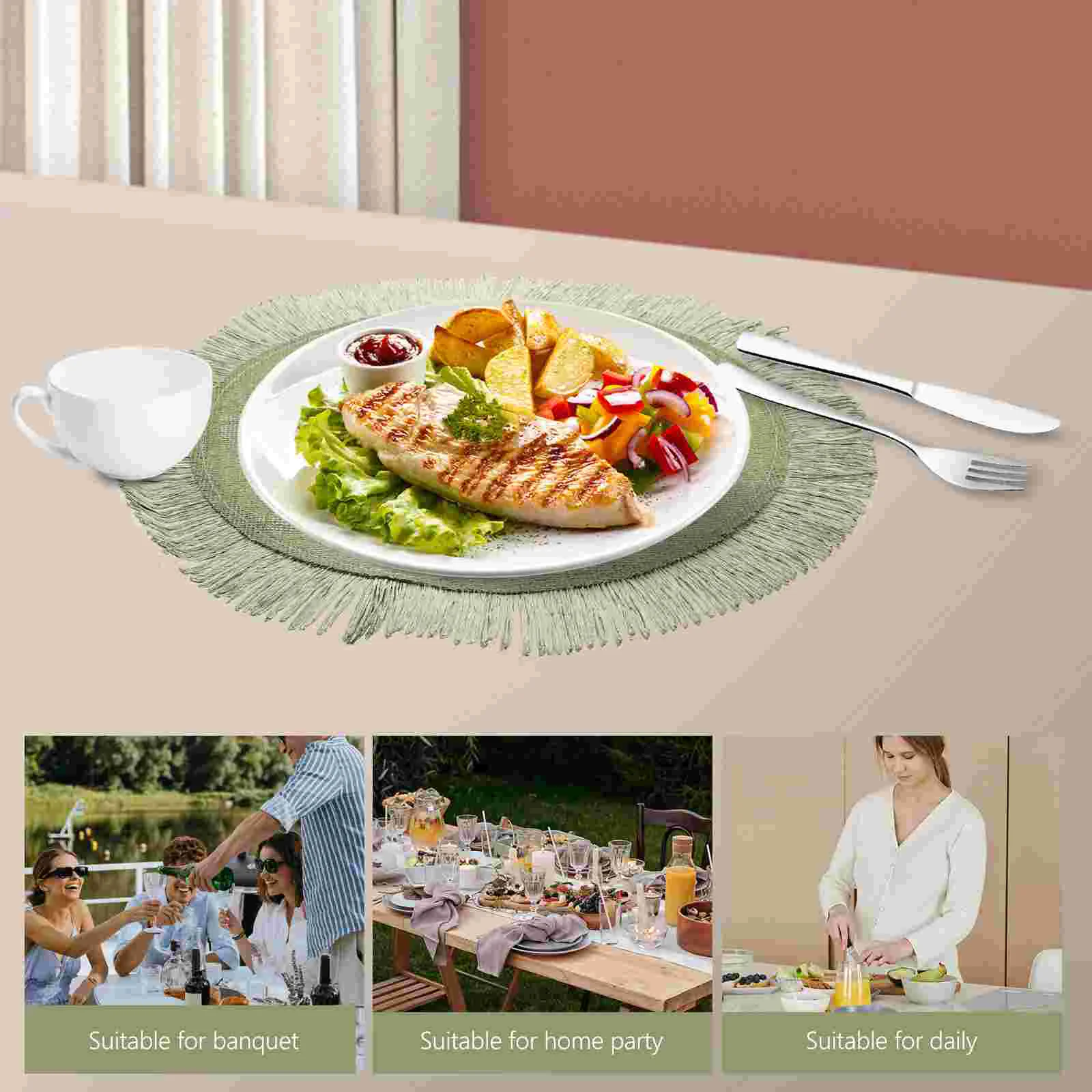 

Coaster Table Drink Dining Mat Placemats Mats Round Heat Resistant Coffee Pad Cutlery Cup Coasters Placemat Mug Beverage Woven