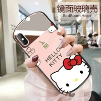 hello kitty iphone 12 phone case oval xs max mirror 7 iphone 11 8 plus glass cartoon xr cute female
