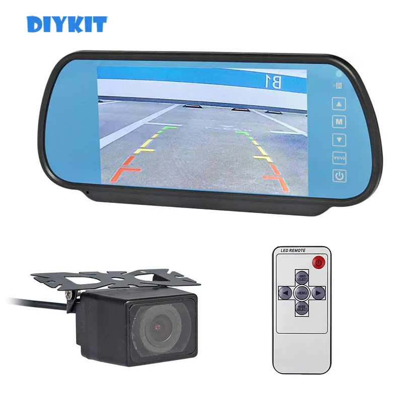 

DIYKIT 7inch TFT LCD Display Rear View Mirror Car Monitor IR Night Vision Car Camera Parking Assistance System Kit
