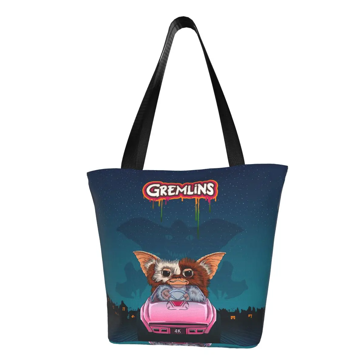 

Fashion Funny Gremlins Gizmo Shopping Tote Bag Recycling 80s Movie Mogwai Canvas Groceries Shopper Shoulder Bag