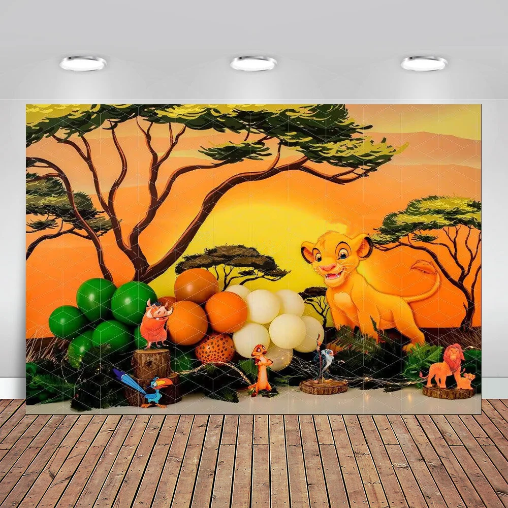 

Disney Lion King Simba Custom Backdrop Forest Kids Birthday Party Photo Background Sunset Baby Shower Banner Poster Cartoon