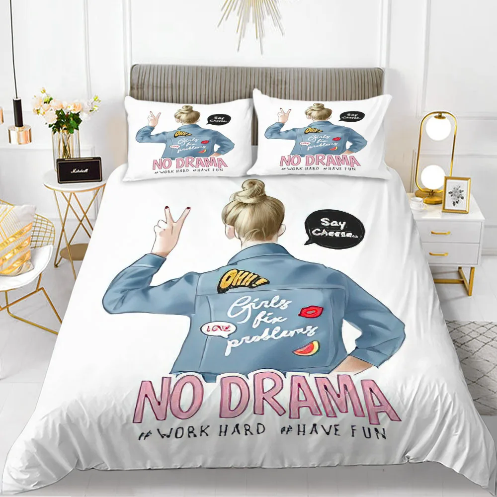 

Комплект постельного белья из 2/3 предметов, пододеяльник для девушек, King Queen, Европейский и американский стиль, из полиэстера