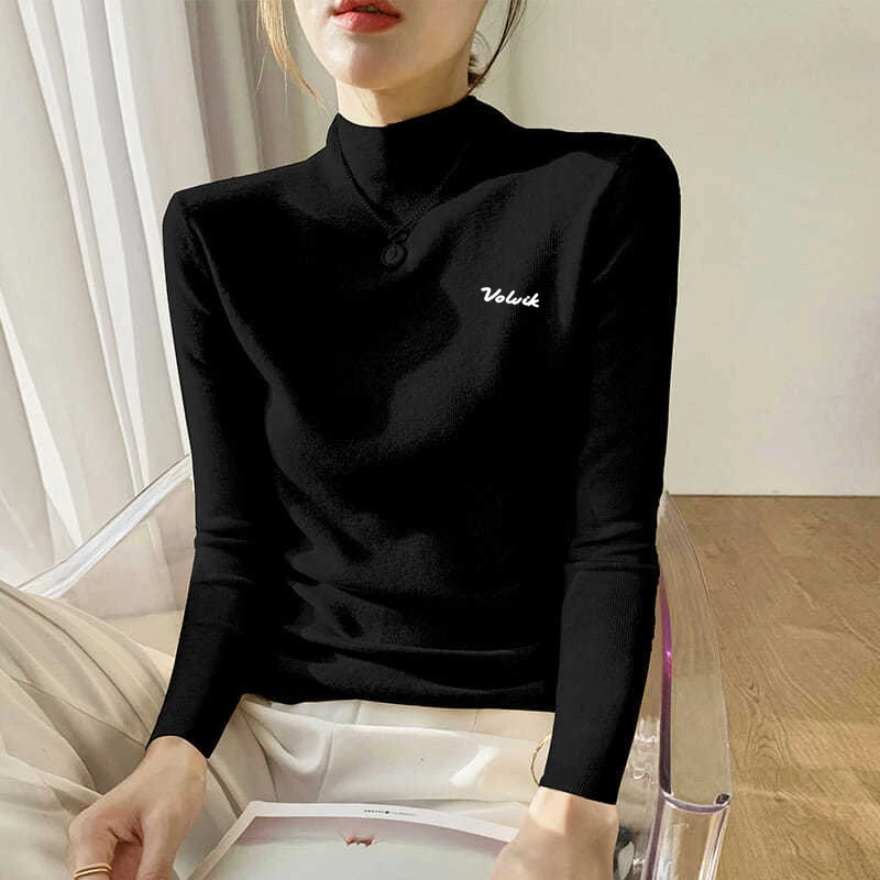 

2023 Женская одежда для гольфа J.lindeberg свитер с коротким высоким воротником с длинным рукавом приталенный пуловер вязаное Нижнее белье Женская одежда для гольфа