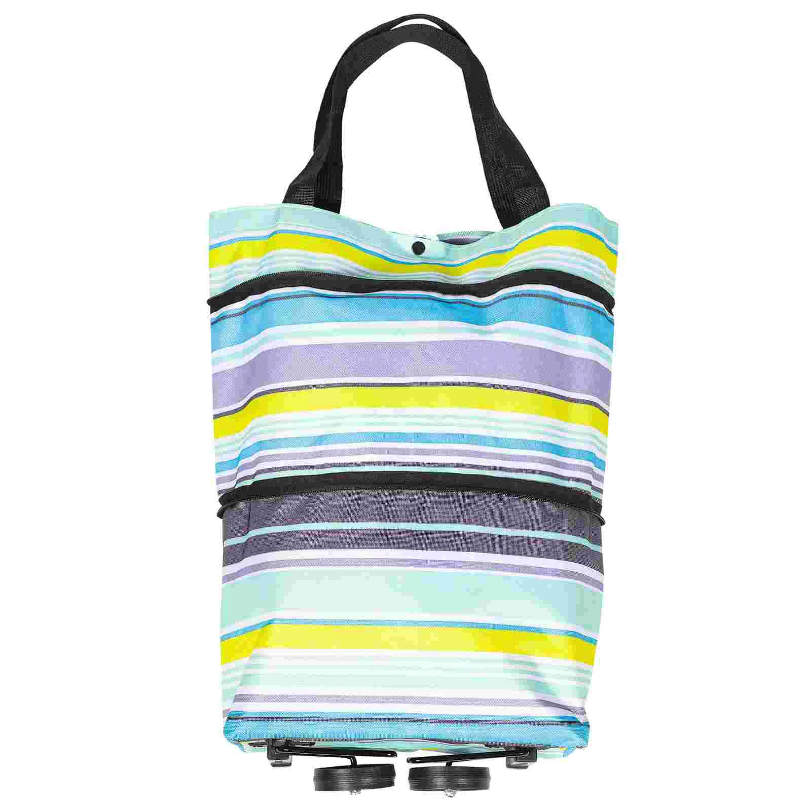 

Collapsible Dolly Shopping Pouch Wheels Laundry Bag Reusable Grocery Tote Two Wheeler Wood Trolley