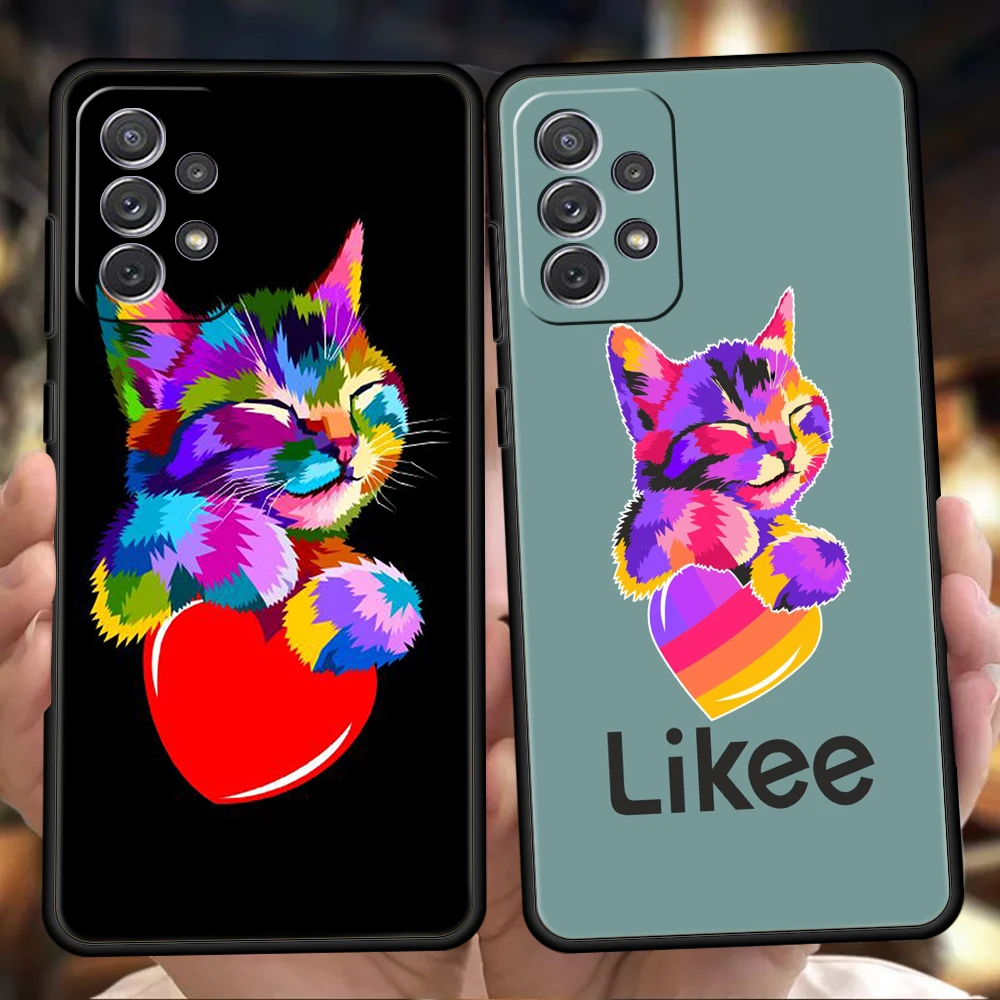 

Likee Funny Cat Bear Love Phone Case Cover for Samsung Galaxy A13 A22 A32 A33 A52 A72 A11 A51 A71 A73 Bag Shockproof Soft Shell