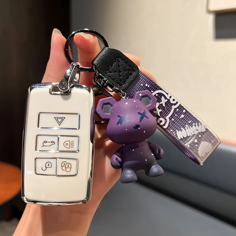 

Car Key Case Cover for Land Rover Range Rover Sport Evoque Velar Discovery 5 Jaguar XE XF XJ XFL XJL E-Pace F-Pace Keychain Men