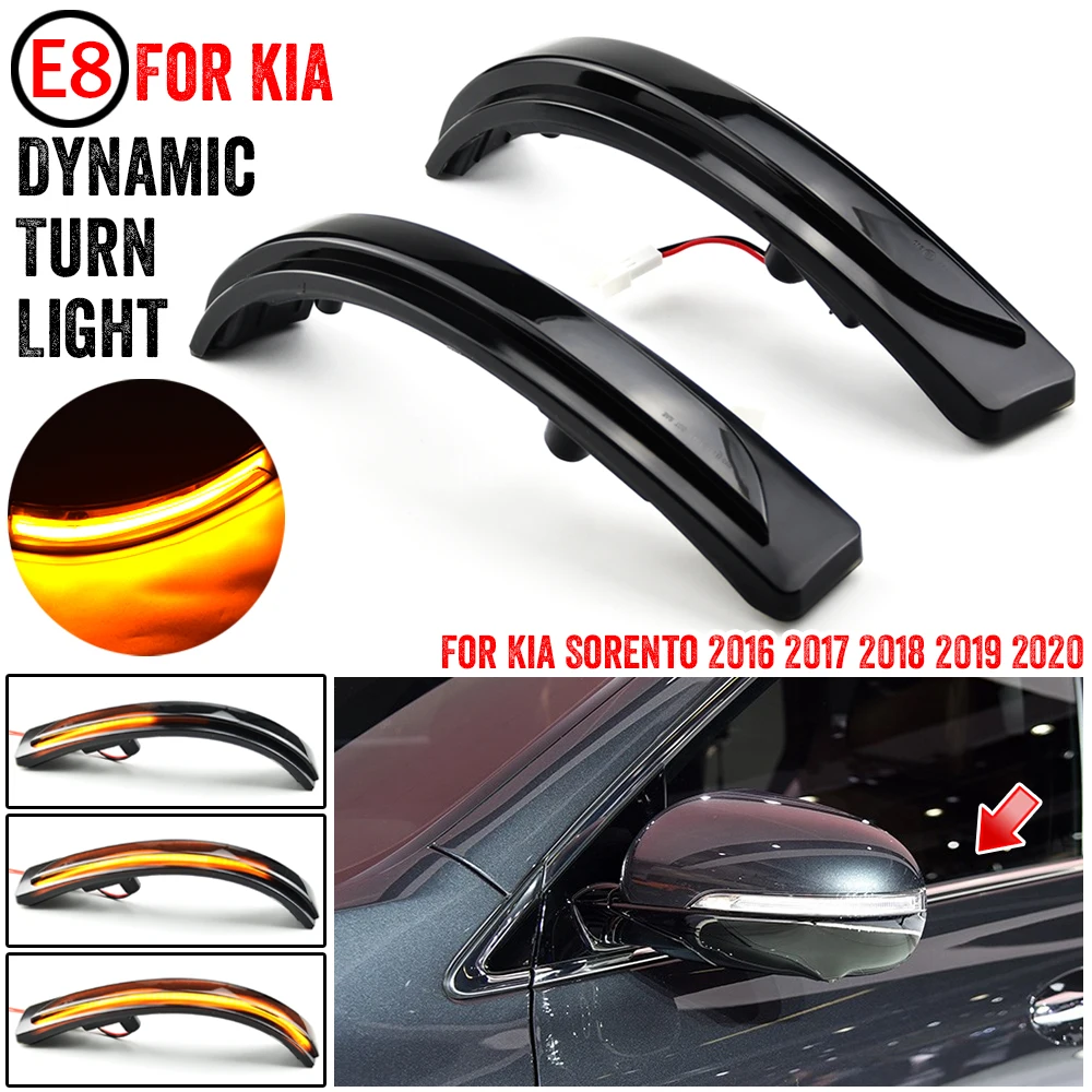 

2 Pcs LED Dynamic Turn Signal Flash Light Blinker Side Mirror Indicator Car LED Lamp For Kia Sorento 2016 2017 2018 2019 2020