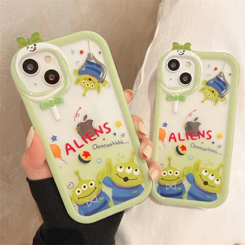 

Cute Cartoon Disney Toy Story Alien Clear Phone Cases For iPhone 14 13 12 11 Pro Max XR XS MAX X Anti-drop Soft Back Cover Gifts