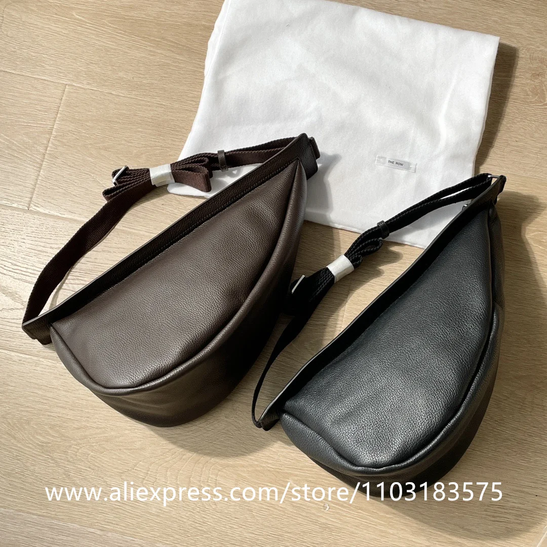 

2023 New TheR0w Bag Ladies Real Leather Hand Bag The First Layer Plain Pebbled R0w Calfskin Unique Half-moon Bag