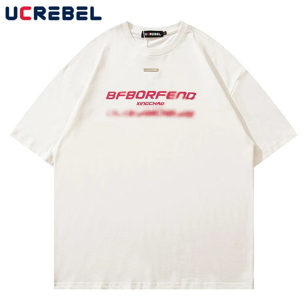 

Футболка мужская с коротким рукавом, свободная уличная одежда с принтом надписи, хлопковая Повседневная рубашка с куполом, с открытыми плеч...