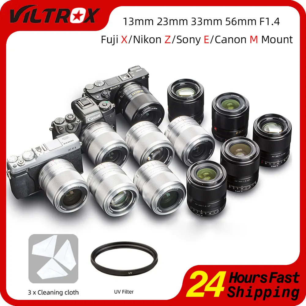 

Viltrox 13mm 23mm 33mm 56mm F1.4 APS-C Auto Focus Large Aperture Camera Lens for Fujifilm Fuji X Sony E Nikon Z Canon M Lente