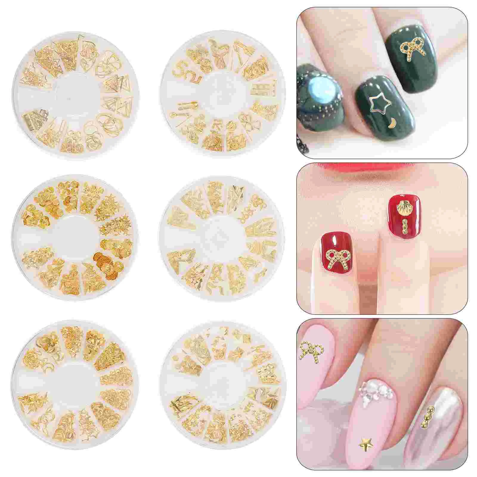 

6 Boxes of Manicure DIY Alloy Decor Girl Nail Art Accessory for Home Salon DIY