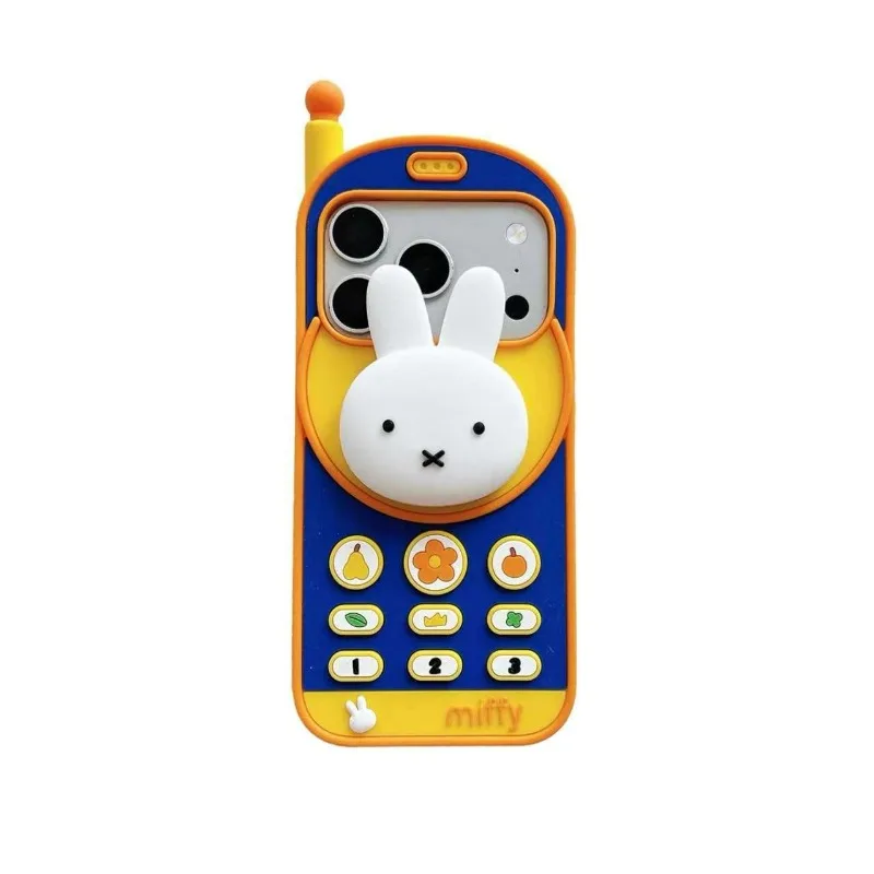 Милый 3D-чехол для телефона с кроликом Миффи для iPhone 12 13 14 15 16 17 Pro Max 14 Pro 15 Plus 16 17 E с подставкой, симпатичные чехлы (art.: 3920dd317f3aa) - 3920dd317f3aa