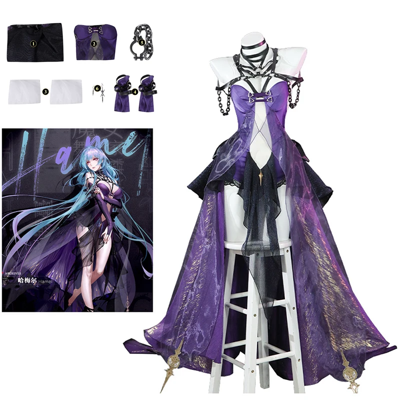 

Game Path to Nowhere Cosplay Hamel Anime Costume Sexy Lovely Uniform Irregular Dress Skirt Halloween Fancy Suit Role Outfits