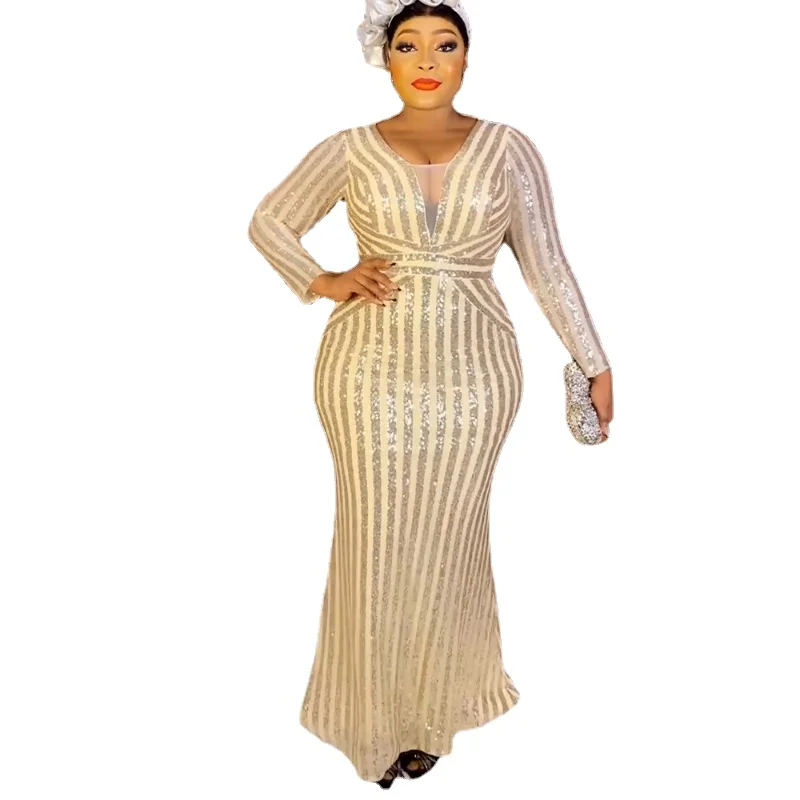 

African Party Long Dresses For Women 2023 New Dashiki Ankara Sequin Evening Gowns Turkey Outfits Robe Plus Size Africa Clothing